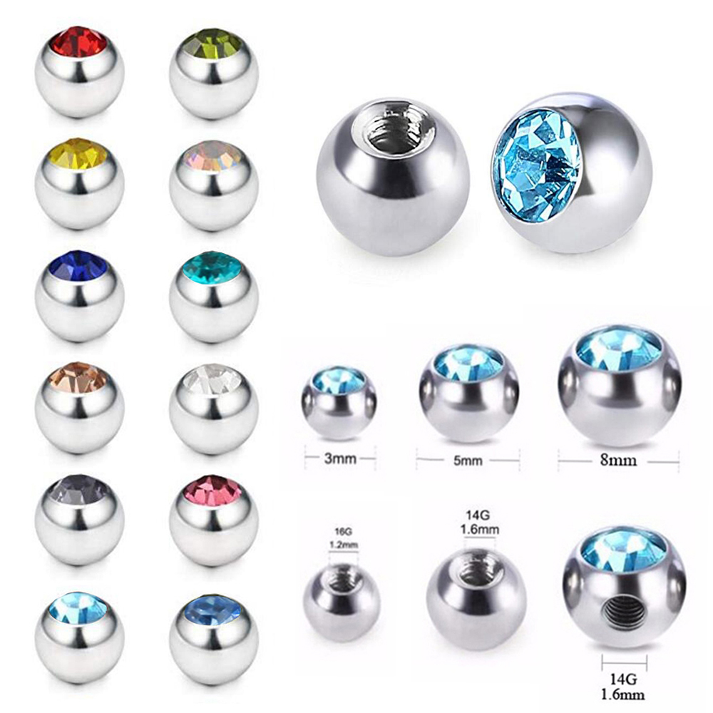 Body Jewelry Replacement Ball - Кольцо из нержавеющей стали с фианитом