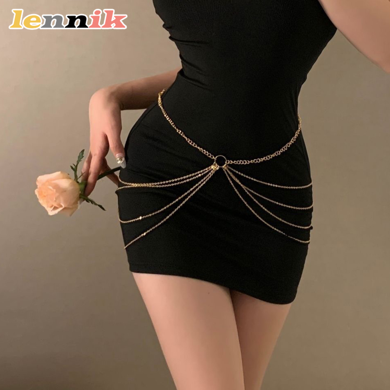 Body Jewelry For You - LENNIK Металлическая многослойная поясная цепочка с