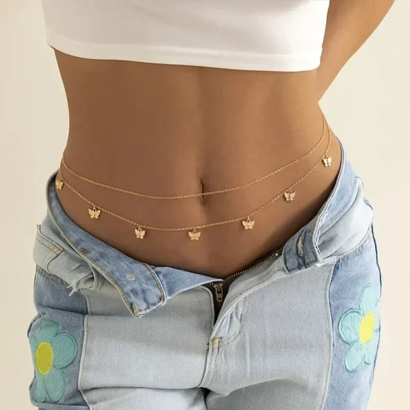 Body Jewelry For You - Новый очаровательный сексуальный двухслойный цепочка-бабочка для