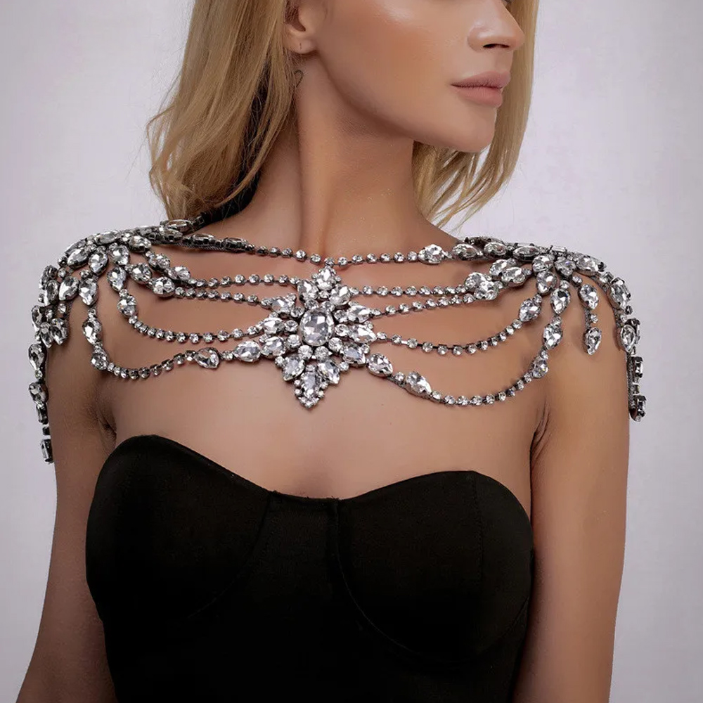 Body Jewelry Necklace - Цепочка на плечо с кристаллами в