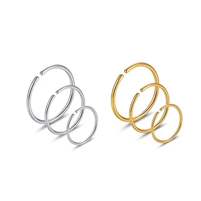Body Jewelry Surgical Steel - Набор из 6 гипоаллергенных колец для