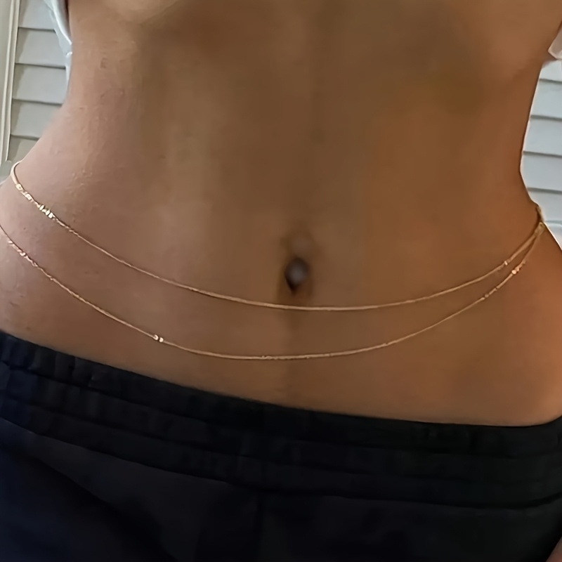 Body Jewelry For You - Двухслойный золотой металлический пояс-цепочка на талию