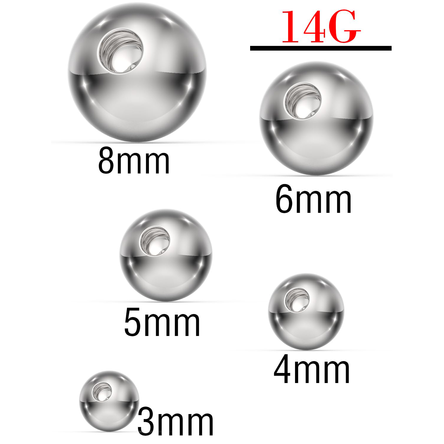 14G 3мм 4мм 5мм 6мм 8мм Внешне – обзор и цена Body Jewelry Replacement Ball