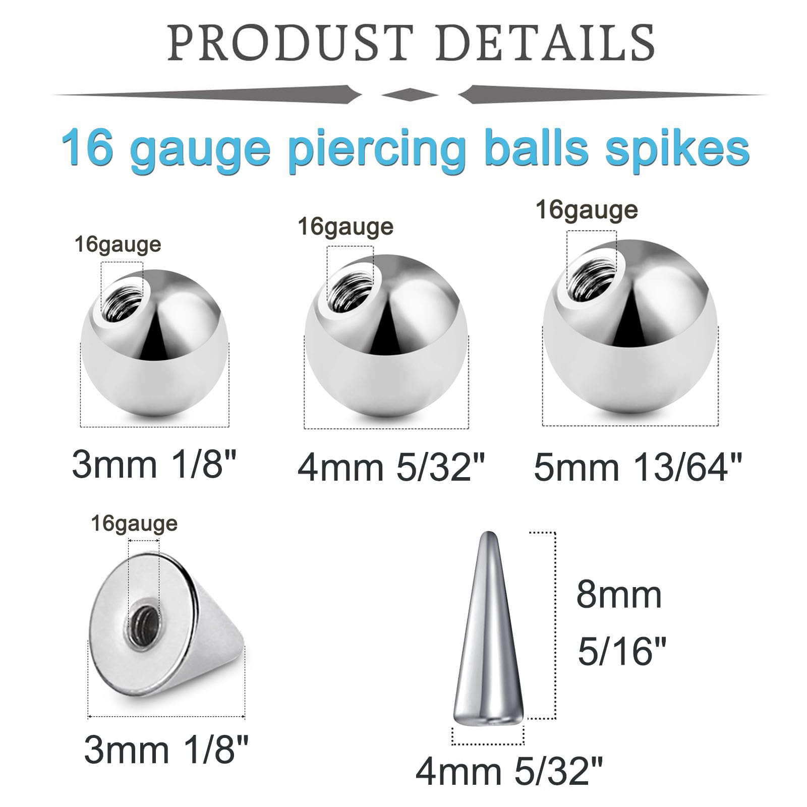 Шары замены 20pcs 16Gauge из н – обзор и цена Body Jewelry Replacement Ball