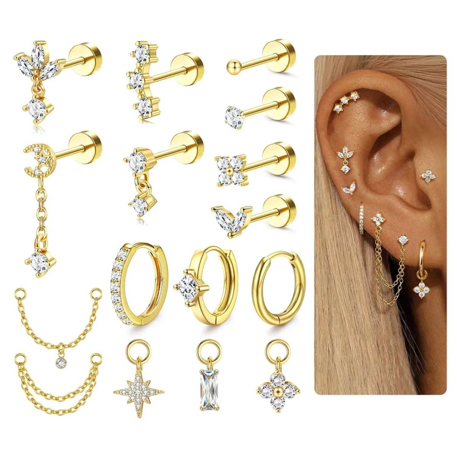 Серьги-гвоздики для хряща, 16  – обзор и цена Body Jewelry Surgical Steel
